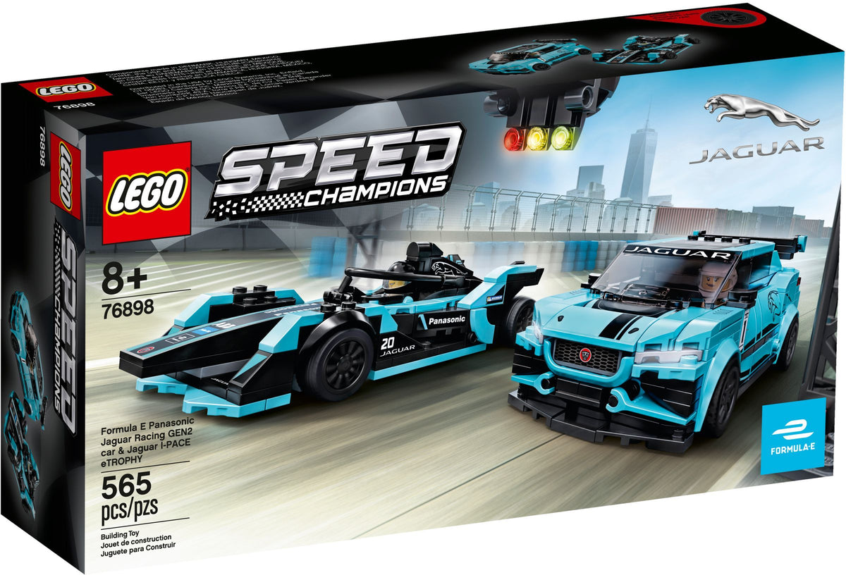 LEGO Speed Champions 76898 Formula E Panasonic Jaguar Racing GEN2 car &amp; Jaguar I-PACE eTROPHY